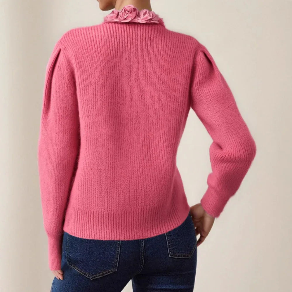 Pull col en V femme "French Rose" automne et hiver