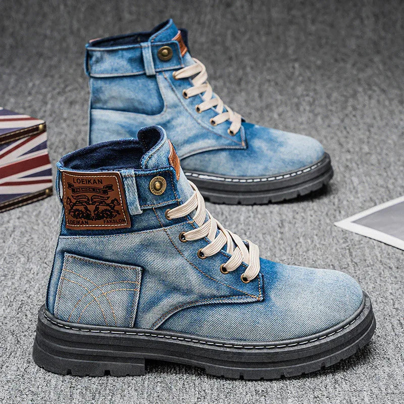 Bottes Martin décontractées en denim pour homme