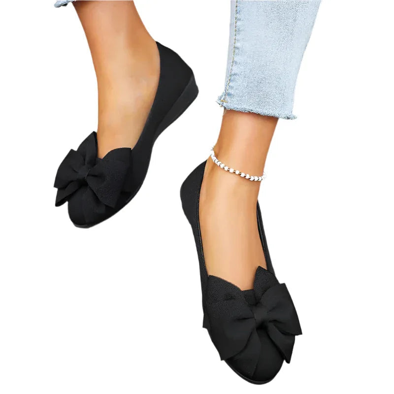 Chaussures plates à nœud, mode décontractée, bout rond, mocassins à enfiler pour femmes