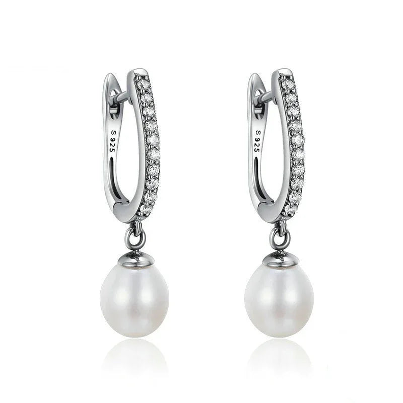 Boucles d'oreilles clous de mode en argent sterling S925 personnalisées, ornées de perles et de strass, pour femmes