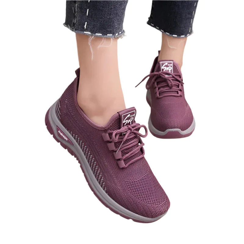 Damenschuhe Mesh Atmungsaktive Runde Zehen Outdoor Sneaker