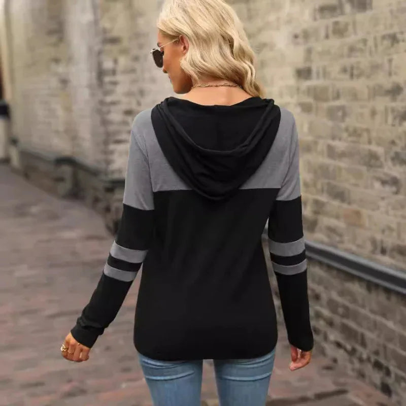 Sweat à capuche doux et confortable surpiqué pour femme