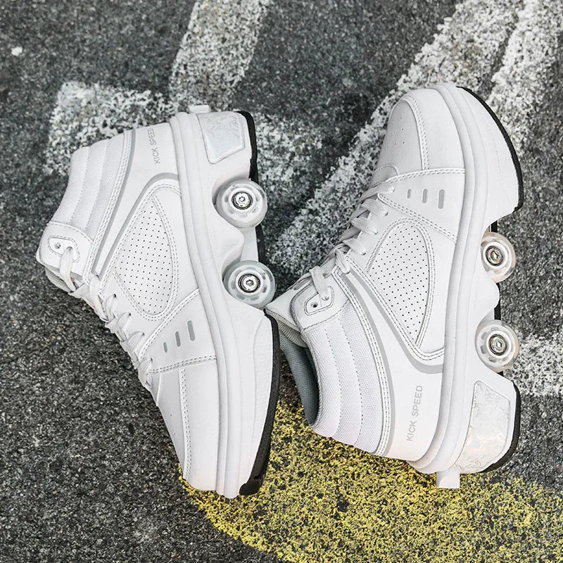 Chaussures de patin à roulettes double rangée pour femmes