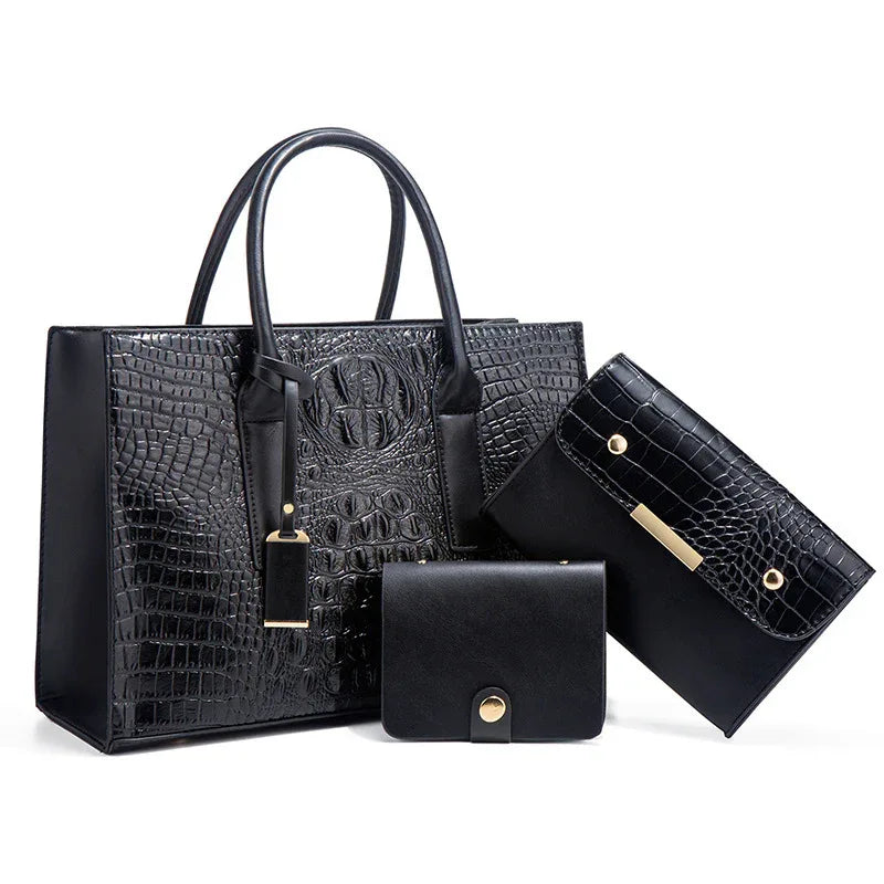 Sac à main pour femme en cuir PU Sac à bandoulière Ensemble de trois pièces