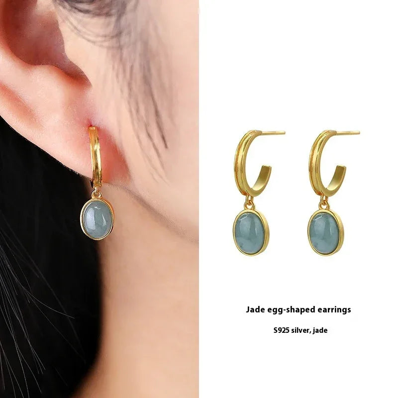 Boucles d'oreilles en argent 925 et jaspe naturel pour femmes