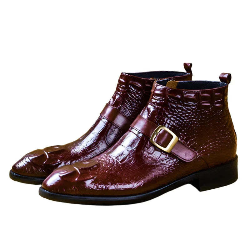 Herren-High-Top-Stiefel im britischen Stil, formelle Lederschuhe