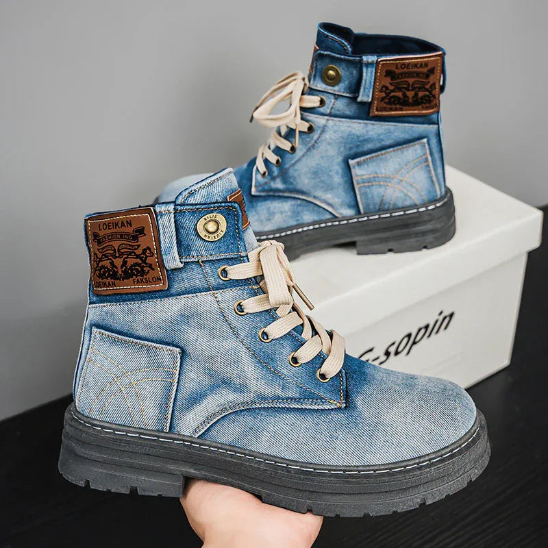 Bottes Martin décontractées en denim pour homme