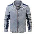 Veste rétro en jean patchwork pour homme