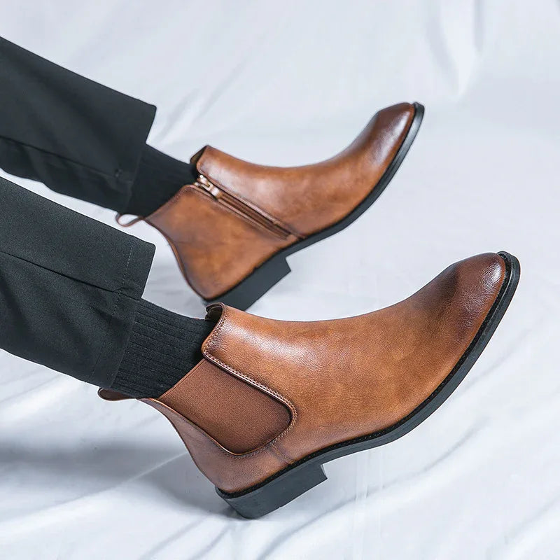 Bottes Courtes Rétro Tendance pour Hommes d'Automne et d'Hiver