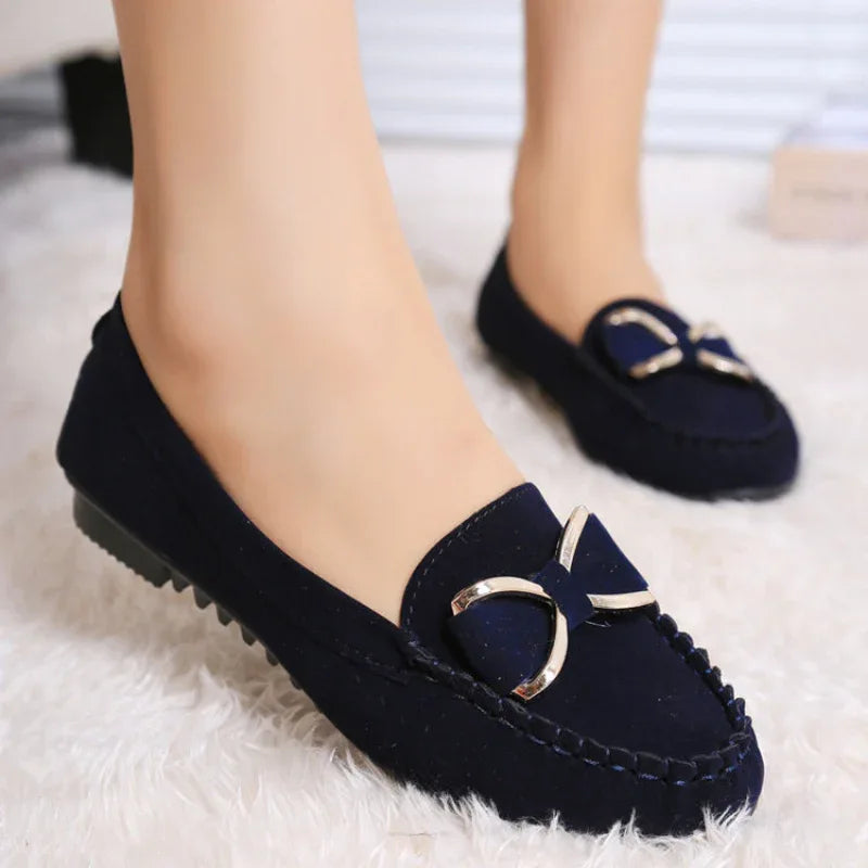 Chaussures plates à nœud papillon pour femmes, mocassins décontractés de couleur unie, chaussures d'été confortables