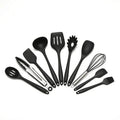 Ustensiles de cuisine noirs en silicone antiadhésif, 10 pièces