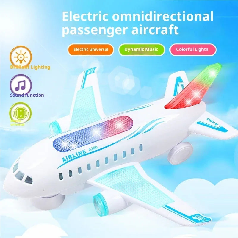 Jouet d'avion musical lumineux électrique et universel pour enfants