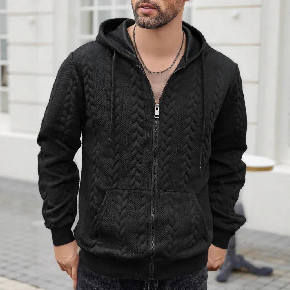Sweat à capuche décontracté uni à motif sportif pour homme