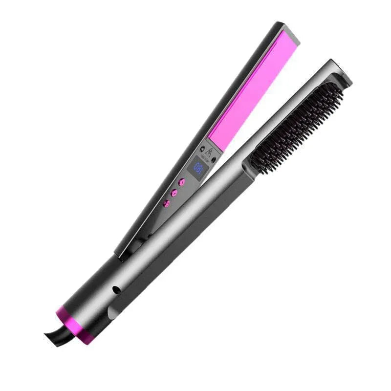 Peigne lisseur multifonctionnel trois-en-un, à rouleaux, à usage double, pour cheveux secs et humides