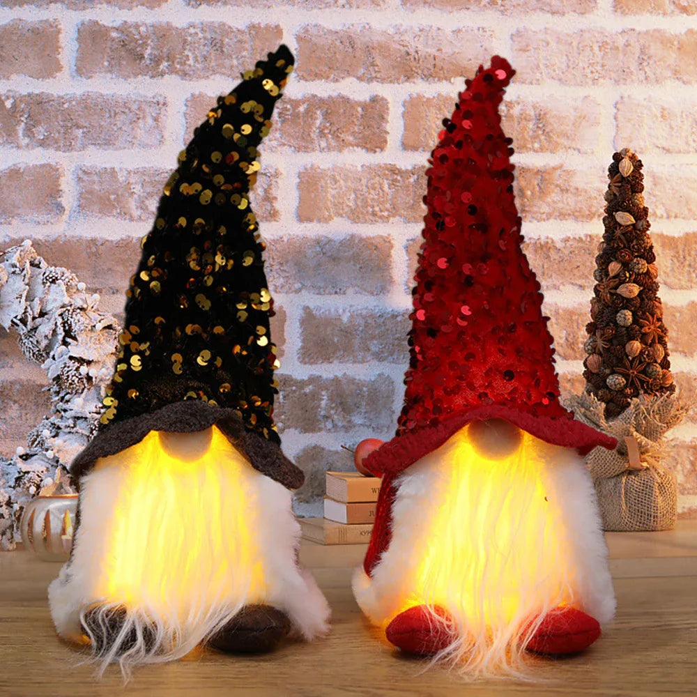 Poupées de Noël décoratives lumineuses et scintillantes