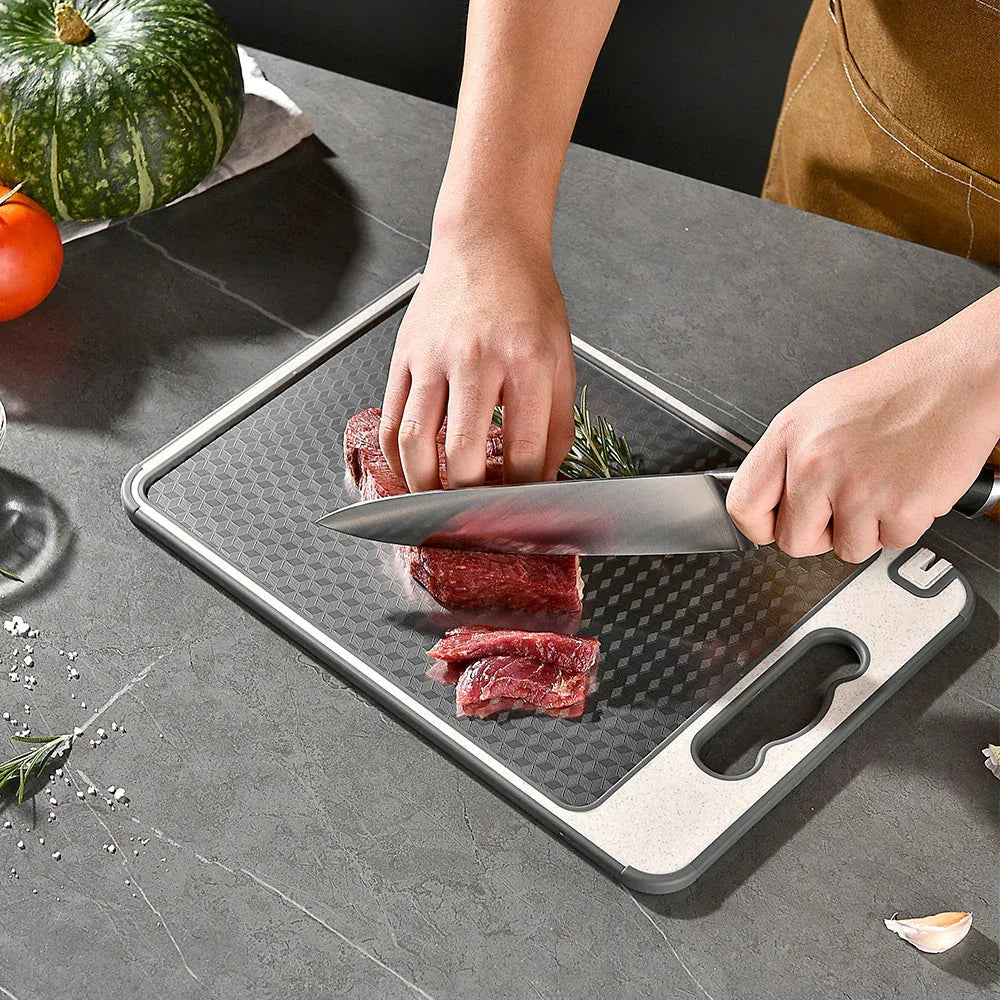 Planche à découper et plateau de décongélation double face en acier inoxydable 304 pour cuisine domestique