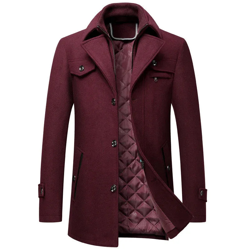 Manteau d'hiver chaud et épais en laine pour homme