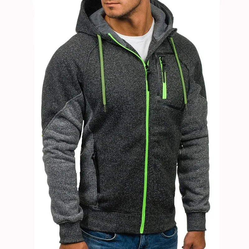 Herren-Langarm-Kapuzenpullover mit Brusttasche