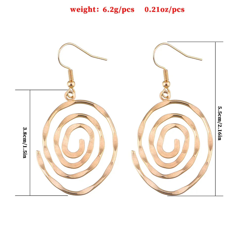 Boucles d'oreilles créatives tourbillonnantes et creuses pour femmes