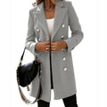 Manteau Femme Printemps Automne à Double Boutonnage et Col Rabattu Tendance