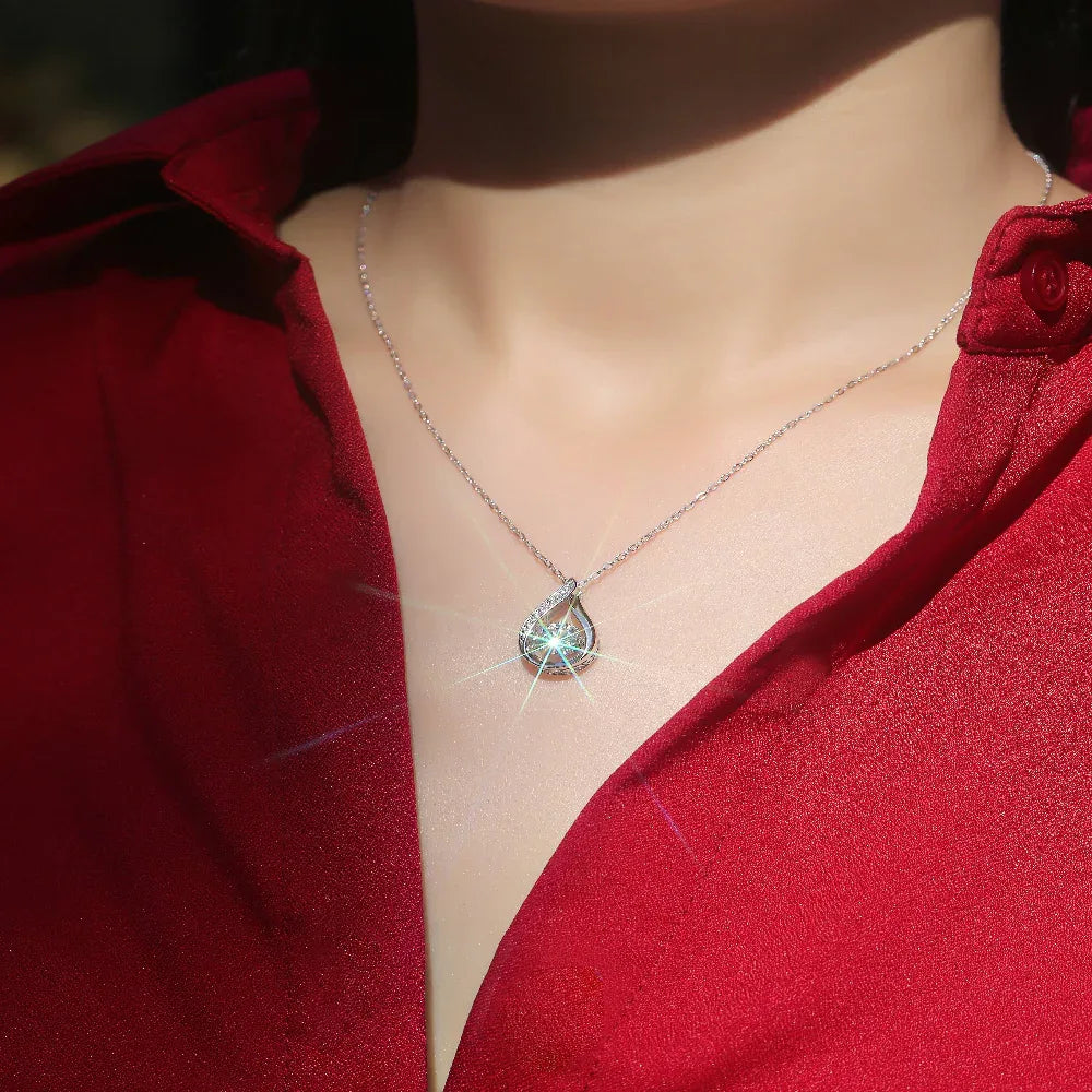 Collier en moissanite plaqué argent et platine pour femmes