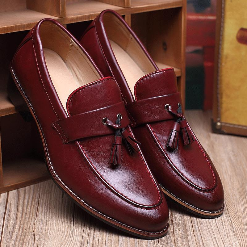 Chaussures Britanniques Rétro À Enfiler Mocassins Décontractés À Pompom Pour Hommes