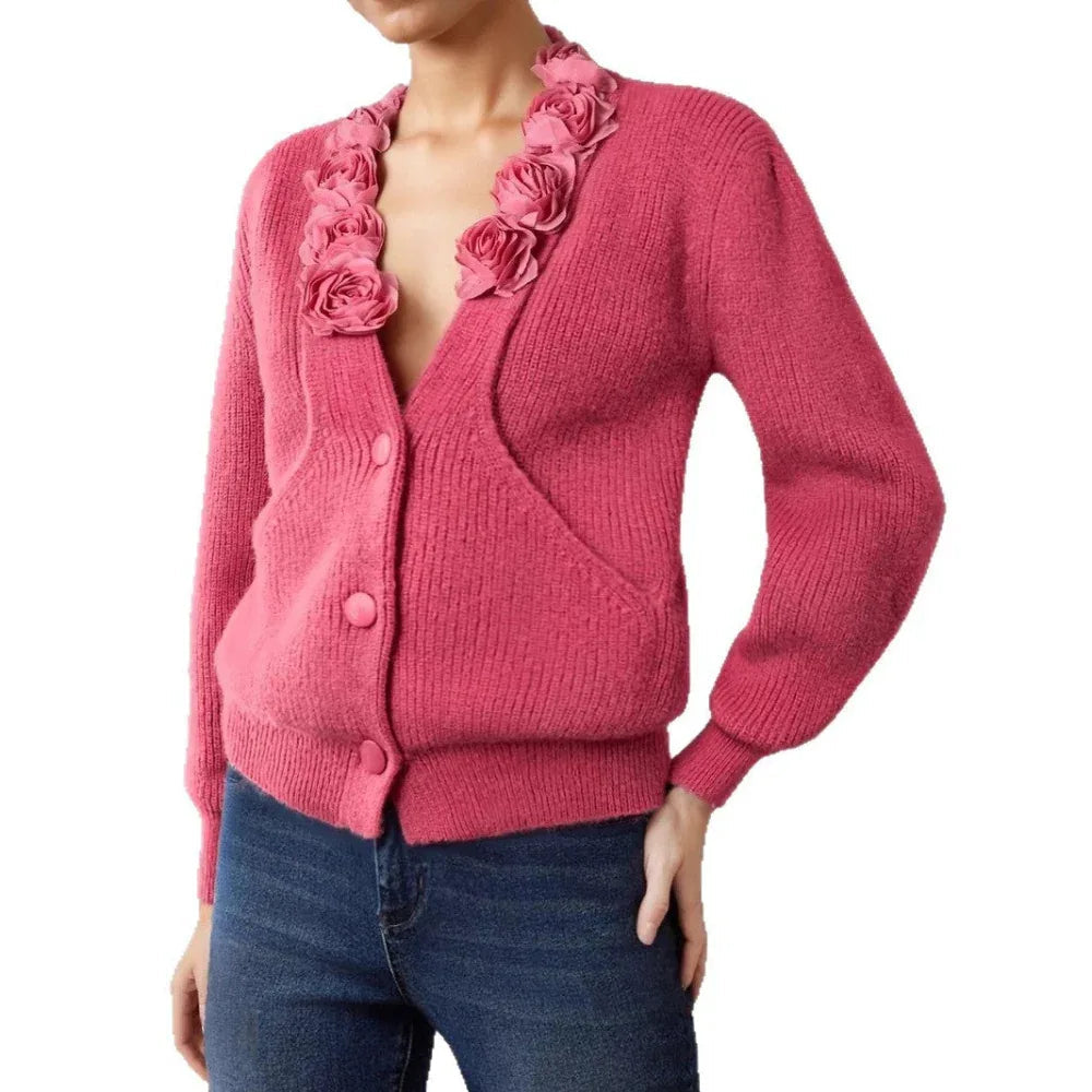 Pull col en V femme "French Rose" automne et hiver