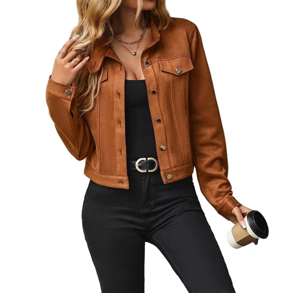 Veste courte décontractée d'automne pour femme