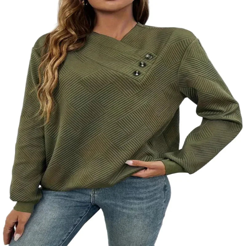 Chandails et pulls molletonnés à manches longues, boutonnés sur le devant, avec ourlet asymétrique élégant pour femmes