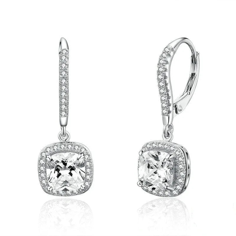 Boucles d'oreilles clous en argent sterling brillant plaqué or blanc personnalisées pour femme