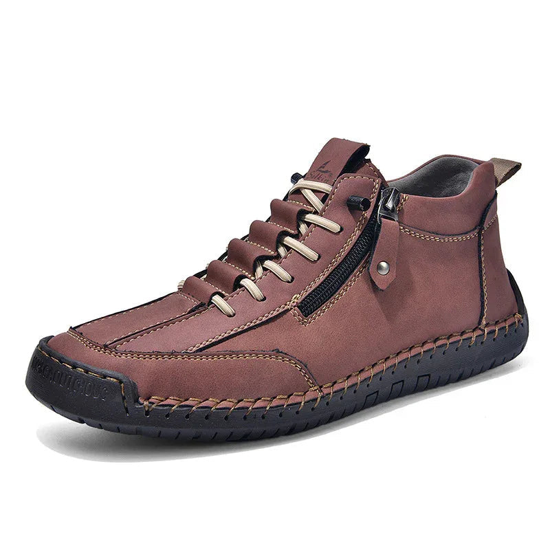Herren Casual Retro Leder-Schuhe mit seitlichem Reißverschluss