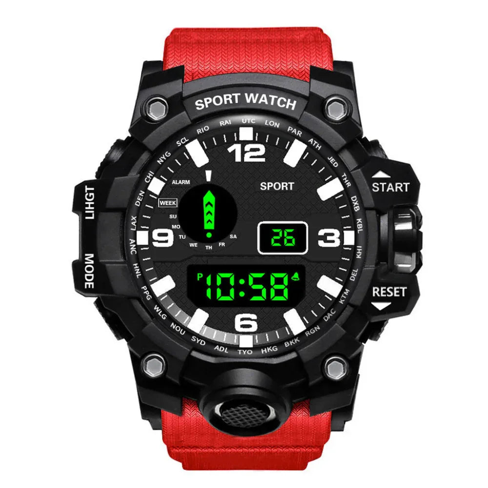 Montre numérique électronique lumineuse multifonctionnelle de sport étanche pour hommes