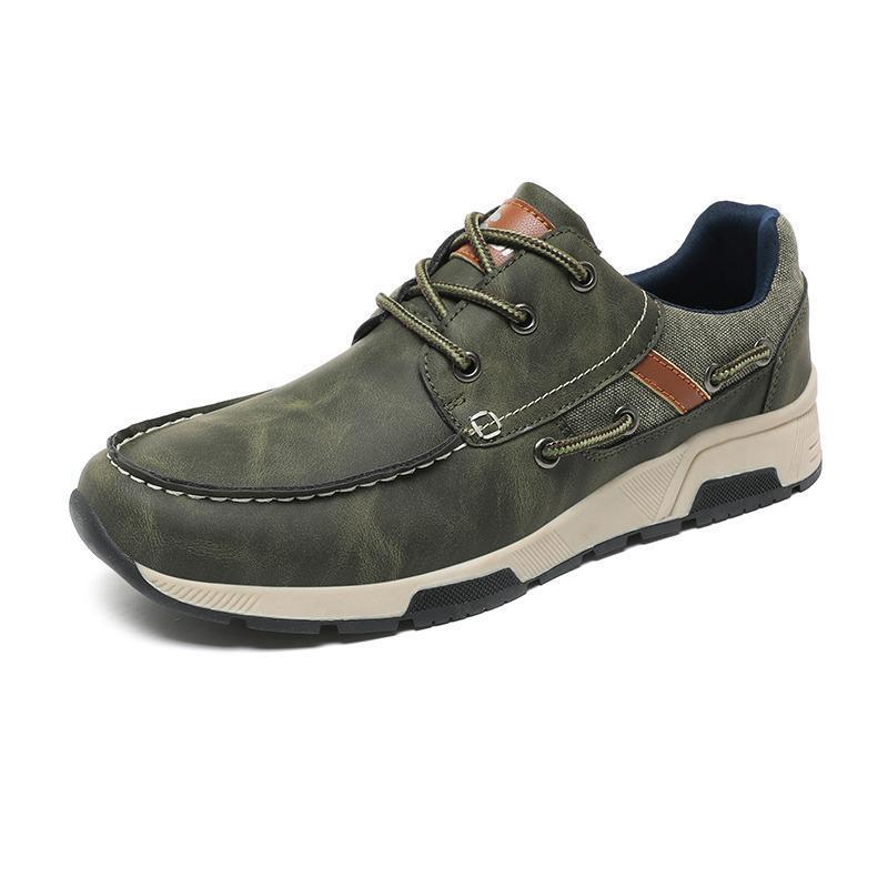 Atmungsaktive Leder-Sneaker für Herren, Übergröße, lässige Pendlerschuhe