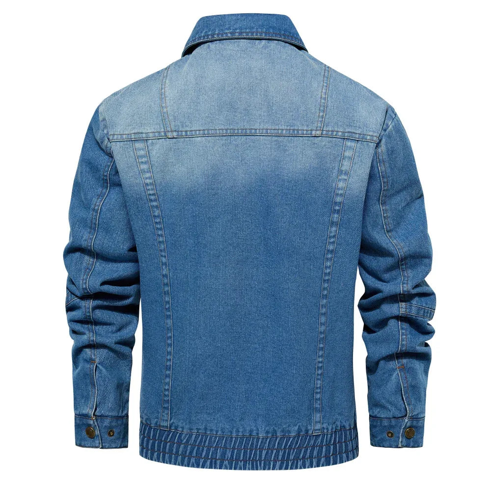 Veste en jean homme, modèle multi-poches, vêtement d'extérieur printemps-automne