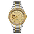 Montre mécanique pour homme à double cadran ajouré, incrustée de diamants, haut de gamme