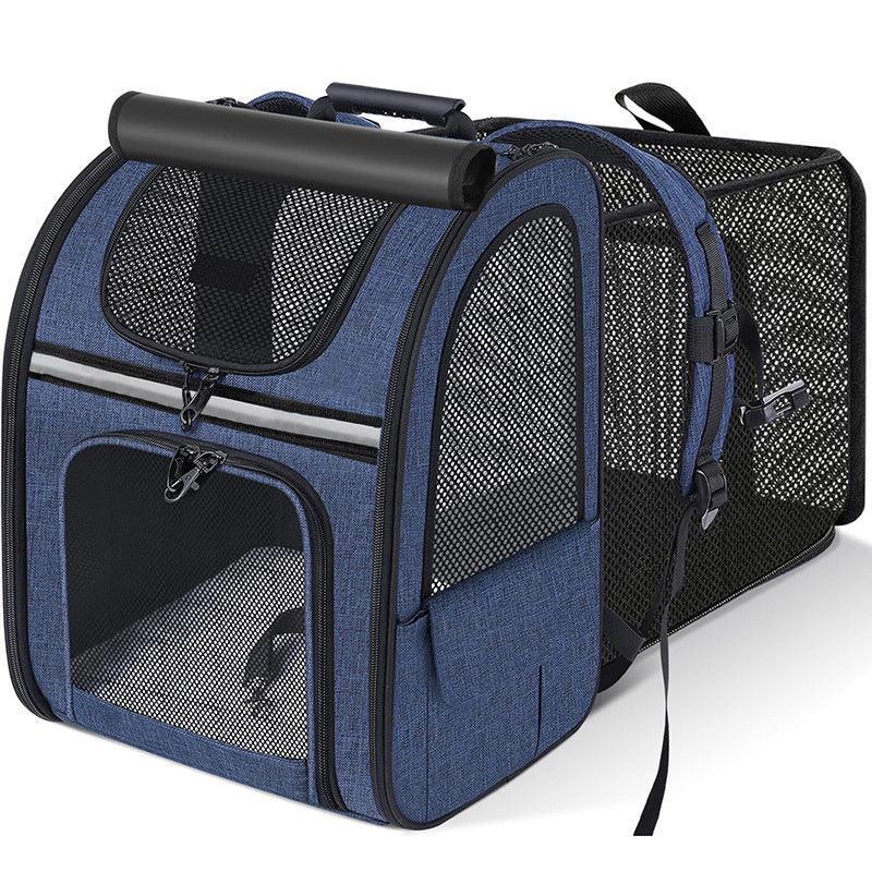 Erweiterbarer geräumiger atmungsaktiver Rucksack für Haustiere (Katze/Hund)