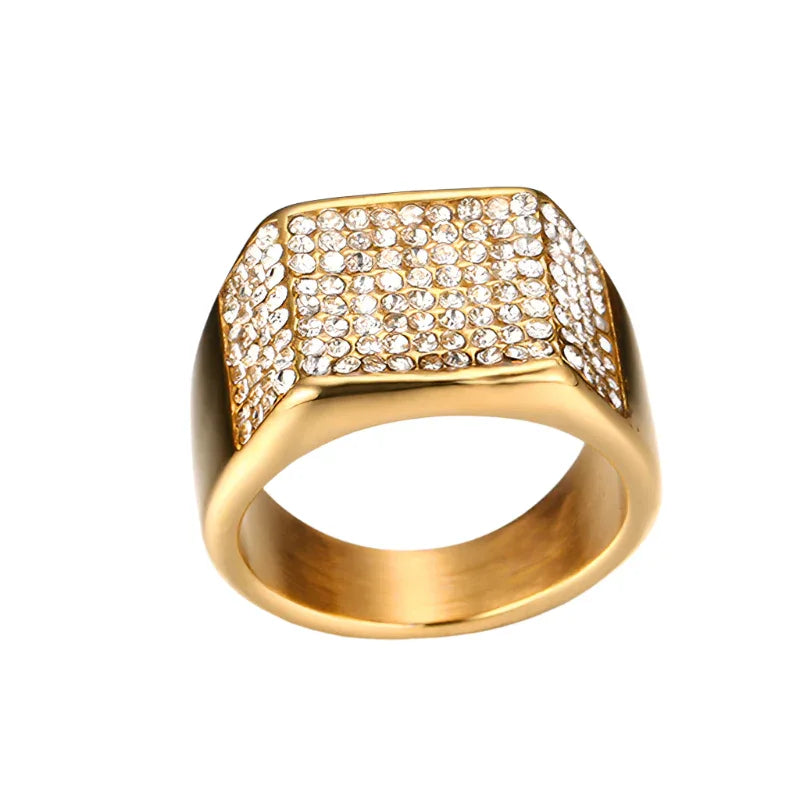 Bague pour homme en acier titane avec diamant