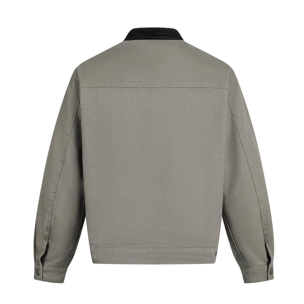 Veste de travail en velours côtelé lavé pour homme avec col surpiqué