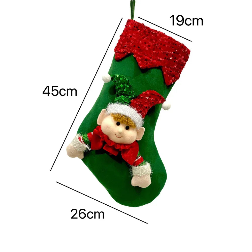 Décorations de Noël Habillage de fenêtre de cuisine Chaussette de sac cadeau de Noël