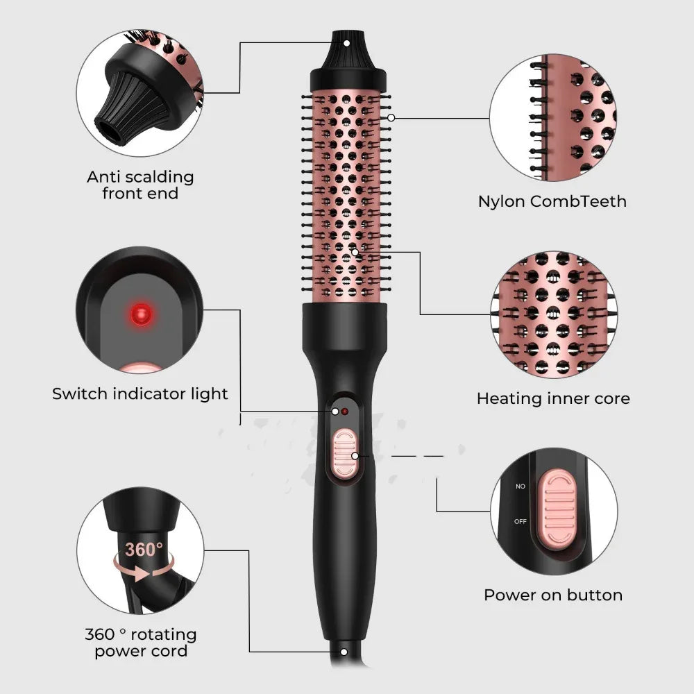 Brosse chauffante lissante et bouclante haute puissance pour le coiffage des cheveux