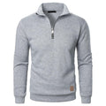 Pull en polaire à col montant, demi-zip, manches longues et couleur unie pour homme