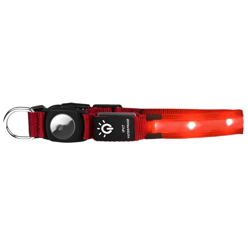 Collier lumineux LED IPX7 étanche pour animaux de compagnie avec housse de protection et traceur de positionnement