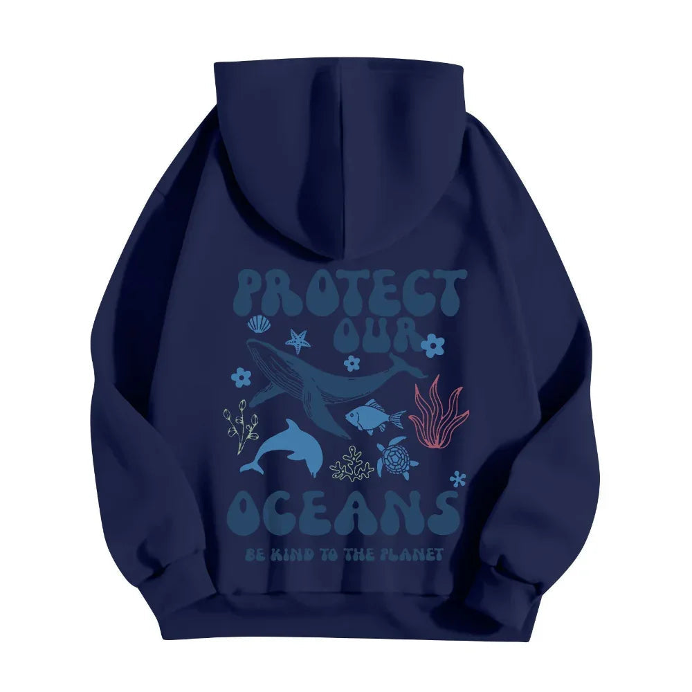Sweat-shirts à capuche légers et élégants à manches longues « Save Our Oceans » pour femmes