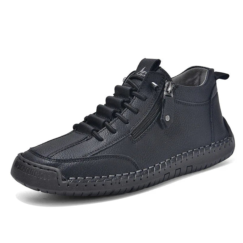Herren Casual Retro Leder-Schuhe mit seitlichem Reißverschluss