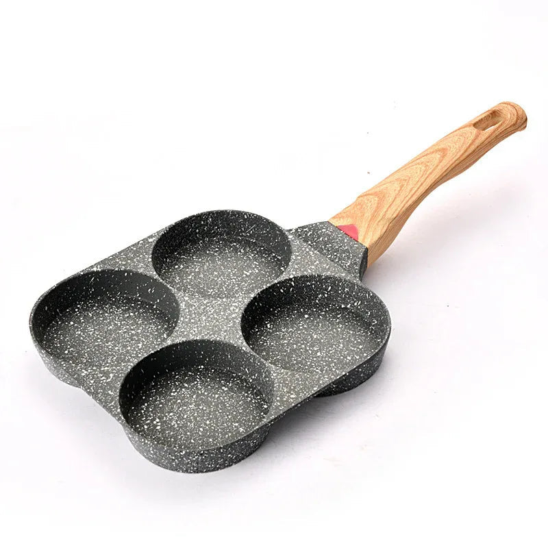Poêle à frire 4 trous en pierre médicale antiadhésive pour petit-déjeuner à la maison, mini poêle à frire
