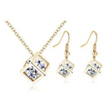 Water cube Jewelry Copper Zircon Earrings & Necklace Set