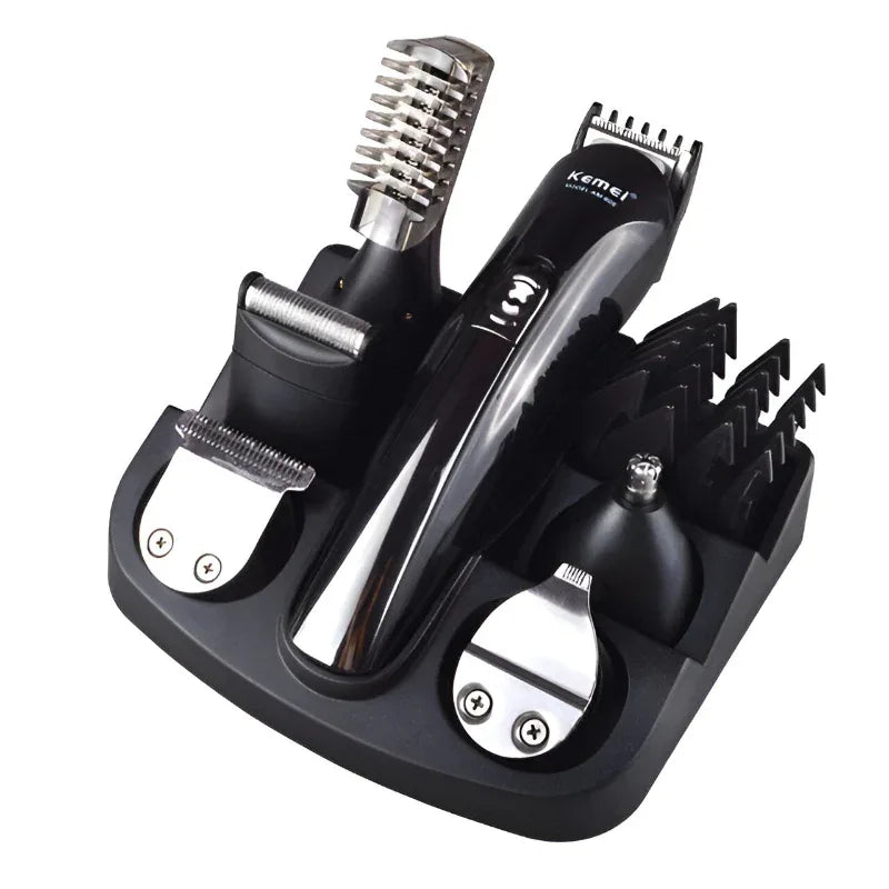 Kit de toilettage Kemei 6 en 1 rechargeable pour la coupe des cheveux et de la barbe
