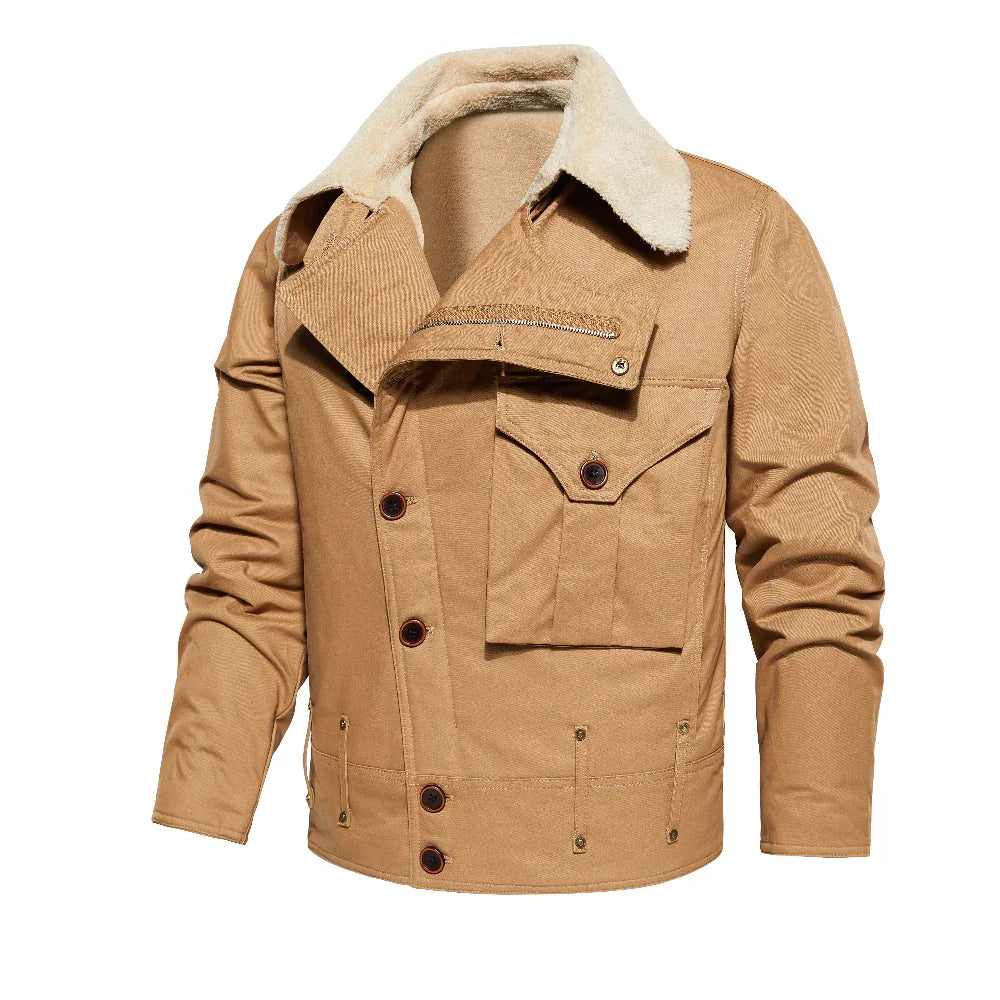 Veste de travail épaisse avec plusieurs poches Vêtement d'extérieur chaud pour homme automne et hiver