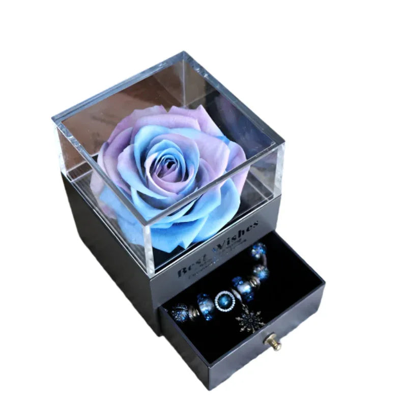 Ewige Romantische Blume Rose Schmuckschatulle für Geburtstagsgeschenke Valentinstag Hochzeitsgeschenk