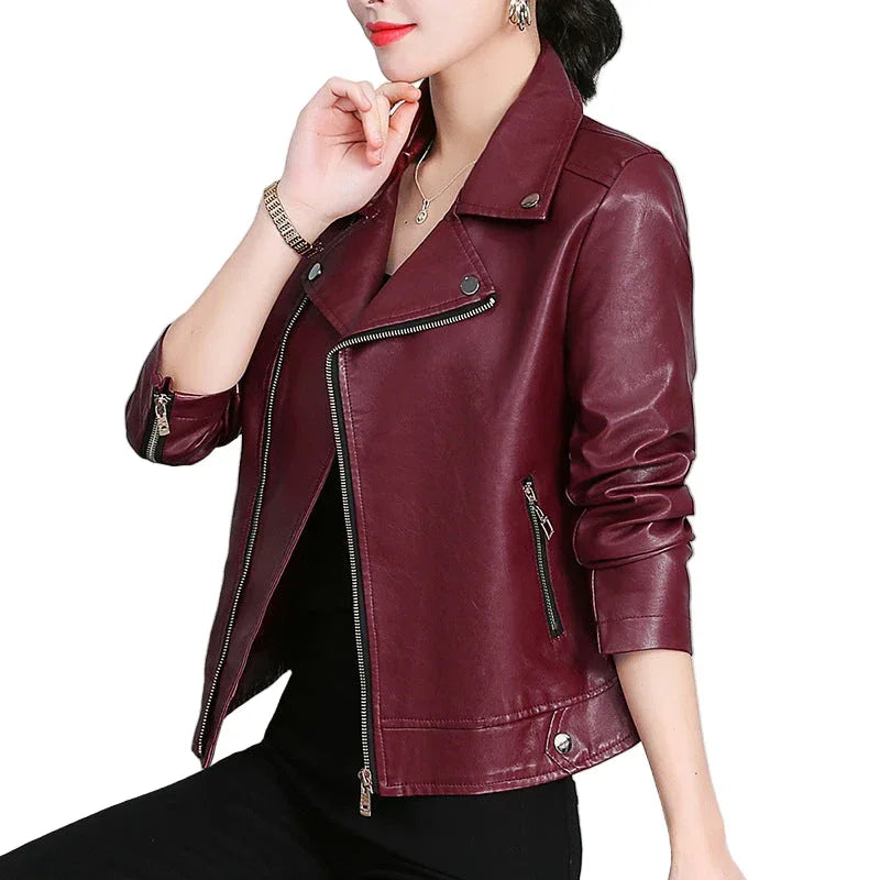Veste polyvalente courte en similicuir pour femme